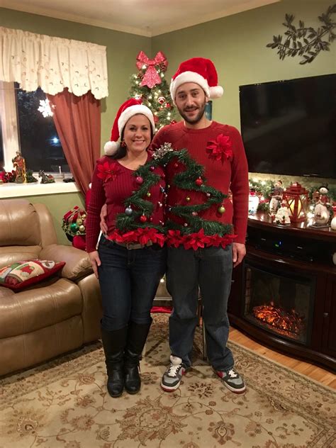 diy couples christmas sweaters|christmas tree ugly sweater.